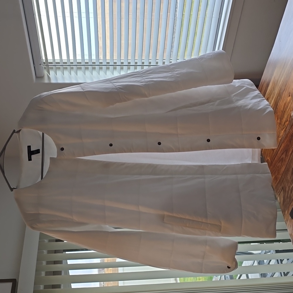 NWT Eileen Fisher Quilted Round Neck Jacket small White Coat Puffy Lagenlook